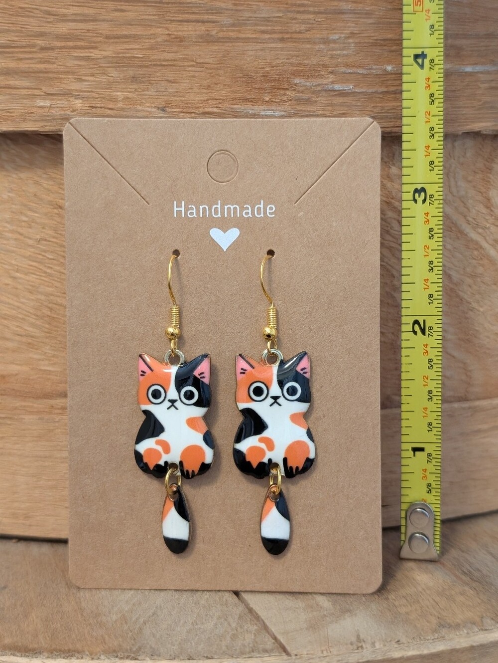 Cat Enamel Metal Earrings NEW